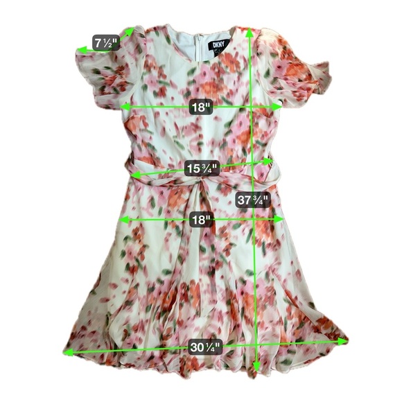 DKNY Floral Print Flutter Sleeve Belted Fit & Flare Dress Size 8 - Picture 16 of 16